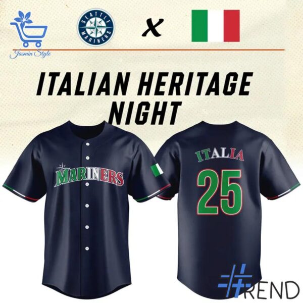 Premium-quality product featuring the Seattle Mariners Italian Heritage Celebration Jersey design