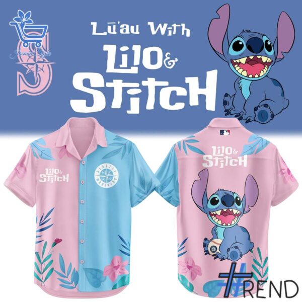 Soft and durable fabric with bold Seattle Mariners Lilo Stitch Night Hawaiian Shirt print