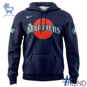 Unisex Seattle Mariners Looney Tunes Night Hoodie styled with jeans for a relaxed look