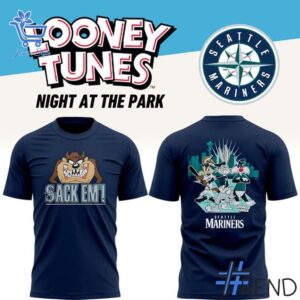Limited-edition apparel with custom Seattle Mariners Looney Tunes Night Sack Em' Shirt print