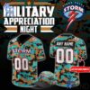 Custom look featuring the signature Sioux Falls Storm Military Nights Football Jersey design