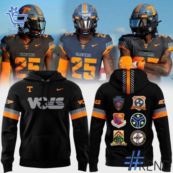 Side view of Smoke Grey Volunteer Spirit All Patchs Tennessee Volunteer Hoodie showcasing iconic low-top silhouette.