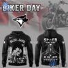 Soft and durable fabric with bold Speed In My Veins Toronto Blue Jays in My Heart Biker Day Hoodie print