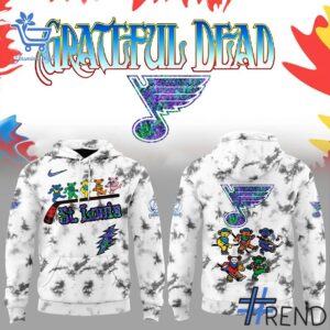 Side view of St Louis Blues Grateful Dead Night Hoodie showcasing iconic low-top silhouette.