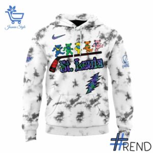 Side view of St Louis Blues Grateful Dead Night Hoodie showcasing iconic low-top silhouette.