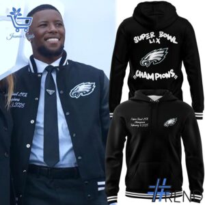 Close-up of the 1 Super Bowl LIX Champions 2025 Philadelphia Eagles Hoodie showing detailed design and vibrant colors.