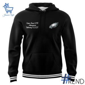 Close-up of the 2 Super Bowl LIX Champions 2025 Philadelphia Eagles Hoodie showing detailed design and vibrant colors.