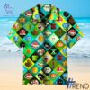 Close-up view of the Super Mario Pattern Game Pixel Hawaiian Shirt print