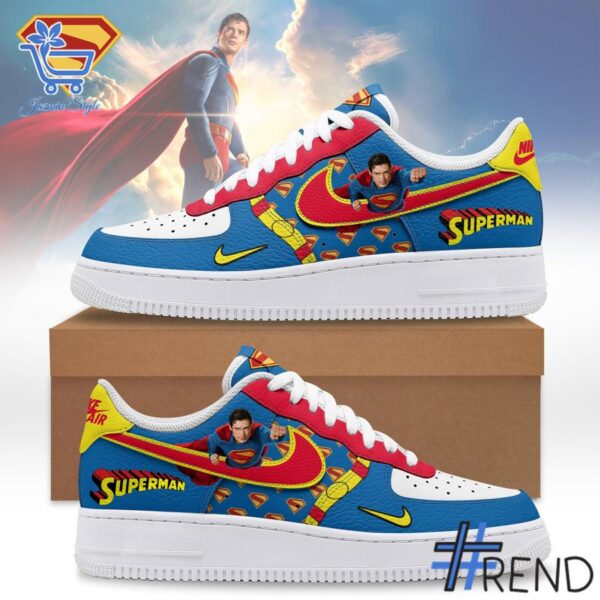 Custom look featuring the signature Superman Movie Air Force Shoes design