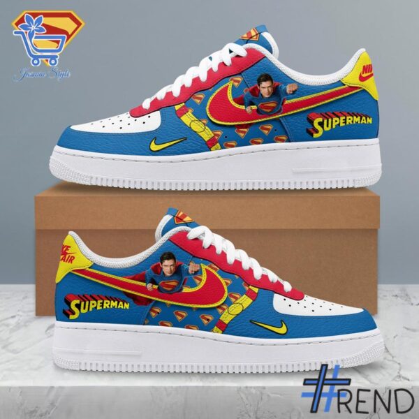 Custom look featuring the signature Superman Movie Air Force Shoes design