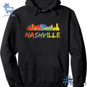 Trendy Tennessee Paint Splash Art Nashville Skyline Hoodie featuring bold graphics and modern style