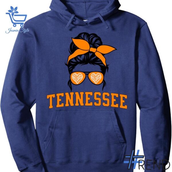 Trendy Tennessee State Women Messy Bun Hair Hoodie featuring bold graphics and modern style