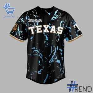 Close-up view of the Texas Rangers Jujutsu Kaisen Night Baseball Jersey print