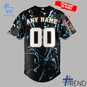 Close-up view of the Texas Rangers Jujutsu Kaisen Night Baseball Jersey print