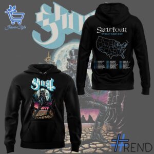 Close-up of the 1 The Band Ghost The SKELETOUR Hoodie showing detailed design and vibrant colors.