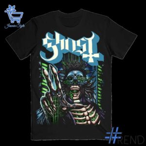 Detailed view of the 1 The Band Ghost The SKELETOUR TShirt print on fabric