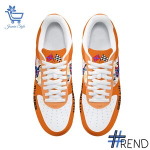 Detailed shot of The Dukes of Hazzard General Lee Air Force Shoes on classic Nike Air Force silhouette