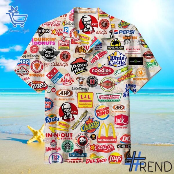 Trendy The Fast Food Brand Logo Hawaiian Shirt featuring bold graphics and modern style