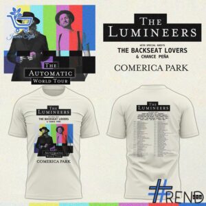Unisex The Lumineers Automatic World Tour Shirt styled with jeans for a relaxed look