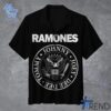 Close-up view of the The Ramones Band Hawaiian Shirt print
