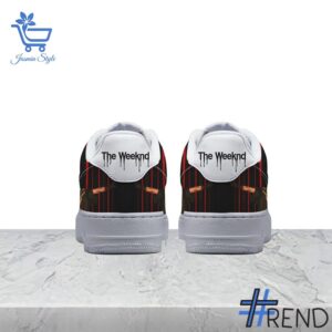 Close-up view of the The Weeknd Dancing In The Flames Air Force Shoes print