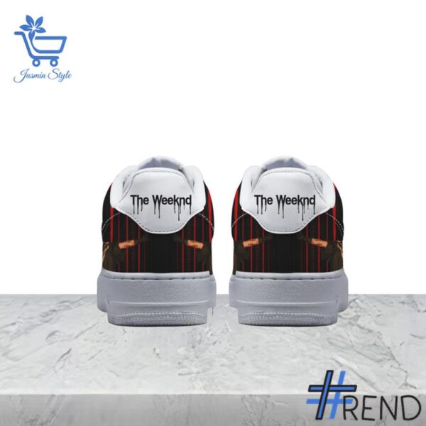 Close-up view of the The Weeknd Dancing In The Flames Air Force Shoes print