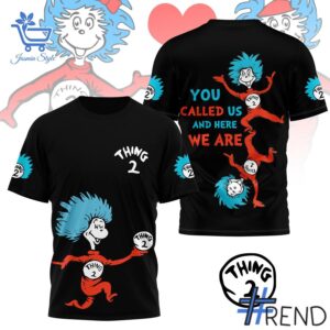 Level up your everyday style with 2 Thing 2 Cat in the Hat Dr Seuss Shirt.