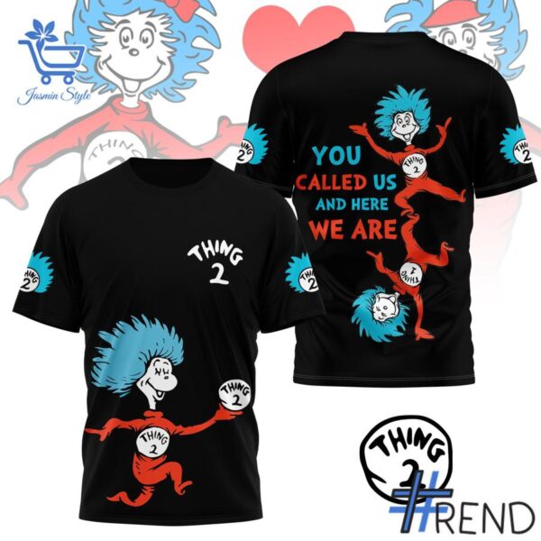 Level up your everyday style with 2 Thing 2 Cat in the Hat Dr Seuss Shirt.