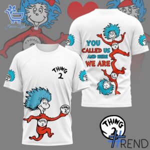 Level up your everyday style with 3 Thing 2 Cat in the Hat Dr Seuss Shirt.