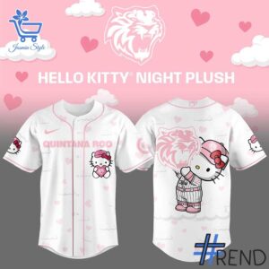 Custom look featuring the signature Tigres de Quintana Roo Hello Kitty Night Jersey design
