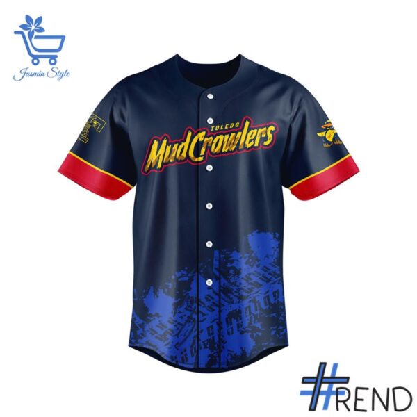 Detailed view of the 2 Toledo Mud Crawlers 2025 Baseball Jersey print on fabric