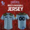 Close-up of the 1 Toledo Mud Hens Boots & Baseball jersey showing detailed design and vibrant colors.
