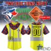 Detailed view of the 1 Toronto Blue Jays x 2025 Construsction Night Jersey print on fabric