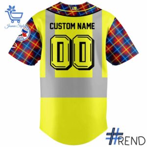 Detailed view of the 3 Toronto Blue Jays x 2025 Construsction Night Jersey print on fabric