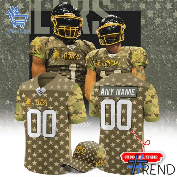 Performance meets personality in every Tulsa Oilers x Military Appreciation Night Football Jersey detail.