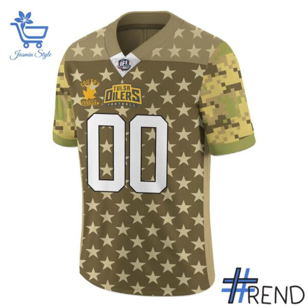 Performance meets personality in every Tulsa Oilers x Military Appreciation Night Football Jersey detail.