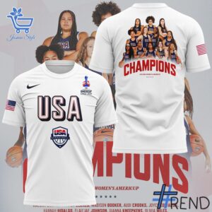 Detailed USA Women's Basketball AmeriCup Champions Shirt graphic on quality fabric