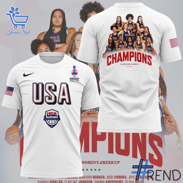 Detailed USA Women's Basketball AmeriCup Champions Shirt graphic on quality fabric