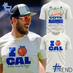 Vote Cal Seattle Mariners Be A Peach Shirt design displayed on high-quality clothing fabric