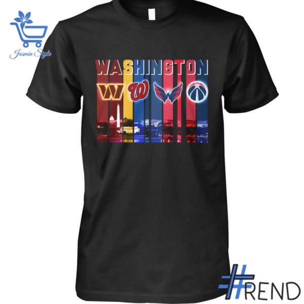 Styled look featuring Washington Commanders Nationals Wizards Capitals Washington Skyline Shirt for everyday wear