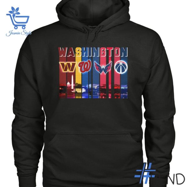 Styled look featuring Washington Commanders Nationals Wizards Capitals Washington Skyline Shirt for everyday wear