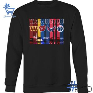 Styled look featuring Washington Commanders Nationals Wizards Capitals Washington Skyline Shirt for everyday wear