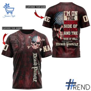Unisex Wrong Side of Heaven Five Finger Death Punch Shirt styled with jeans for a relaxed look
