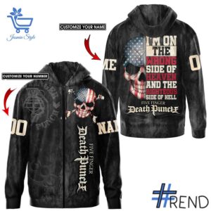 Unisex Wrong Side of Heaven Five Finger Death Punch Shirt styled with jeans for a relaxed look