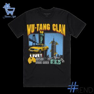 Detailed view of the 2 Wu Tang Clan Final Chamber Tour New York City Shirt print on fabric