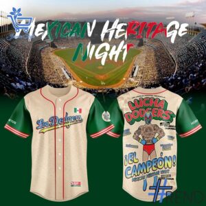 The 1 2025 Los Angeles Dodgers Mexican Heritage Night Jersey delivers iconic streetwear energy.