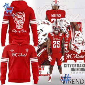 1 2025 The City of Oaks NC State Wolfpack Football Hoodie designed with a clean aesthetic for everyday wear