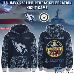 1 Arizona Cardinals US Navy 250th Birthday Hoodie designed with a clean aesthetic for everyday wear