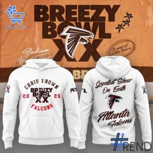 1 Atlanta Falcons Chris Brown Breezy Bowl XX White Hoodie designed with a clean aesthetic for everyday wear