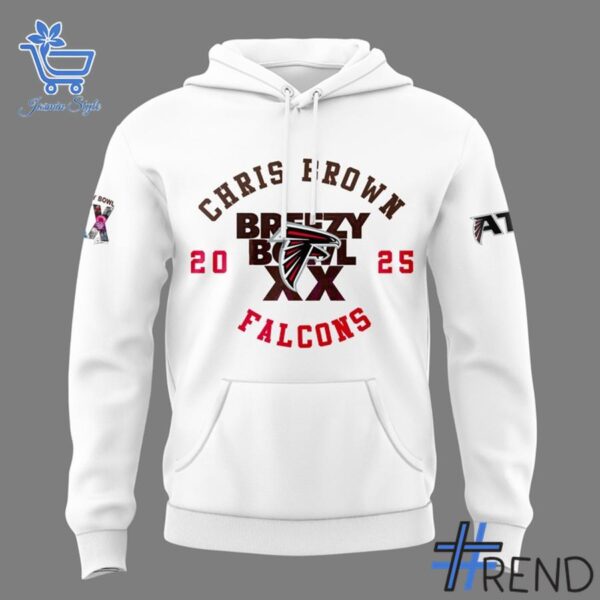 2 Atlanta Falcons Chris Brown Breezy Bowl XX White Hoodie designed with a clean aesthetic for everyday wear